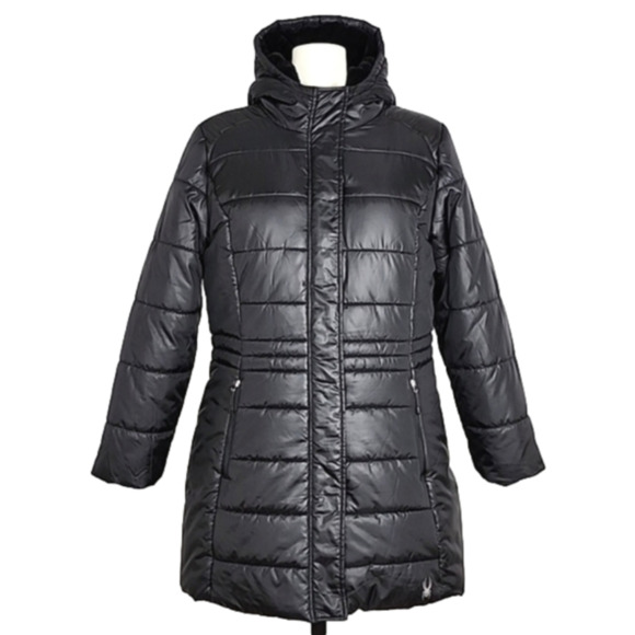 Spyder Women's Black Yara Faux Fur Lined Puffer Hooded Winter  Jacket Size Large - Picture 3 of 16